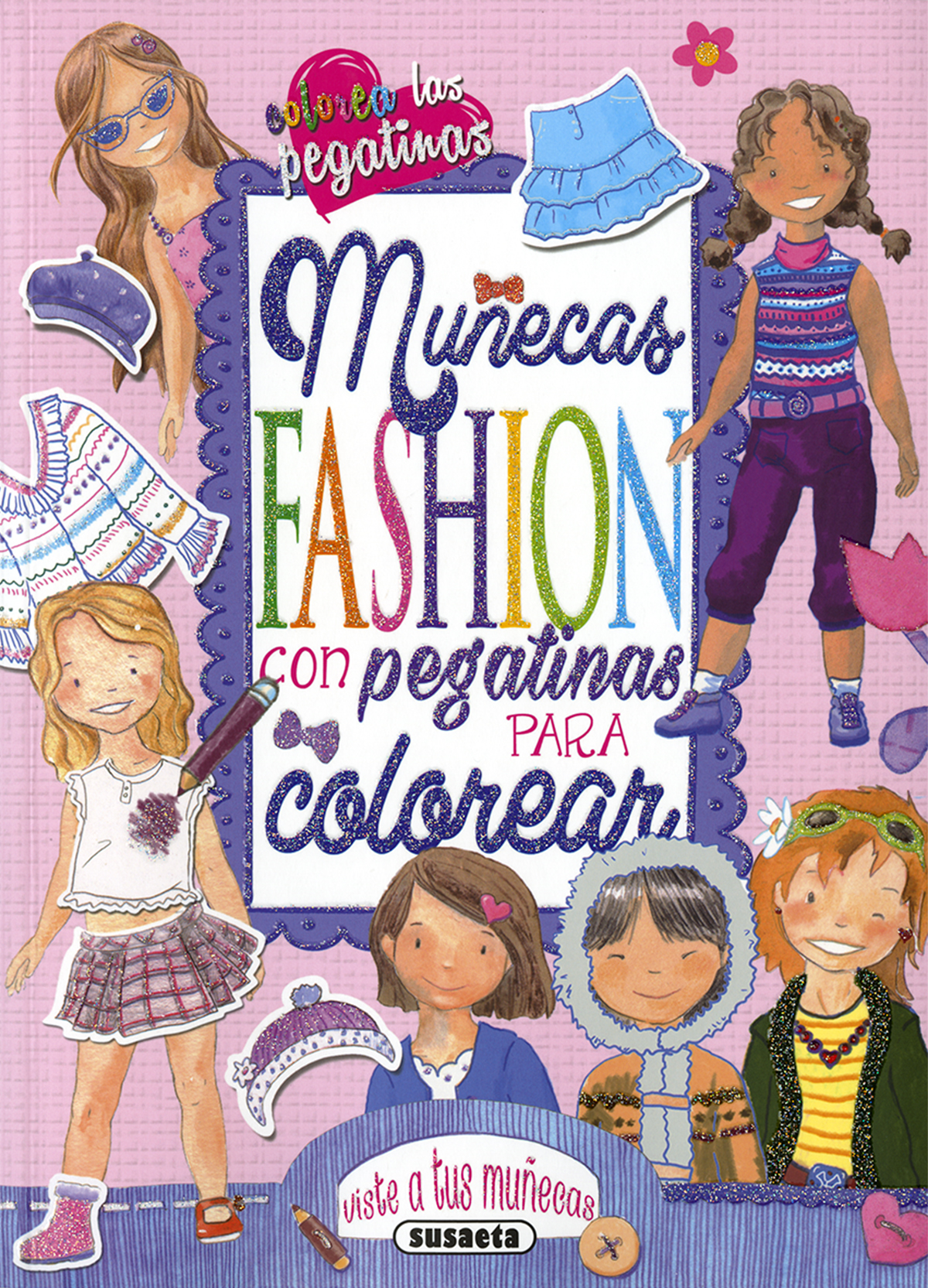 Muñecas fashion con pegatinas para colorear