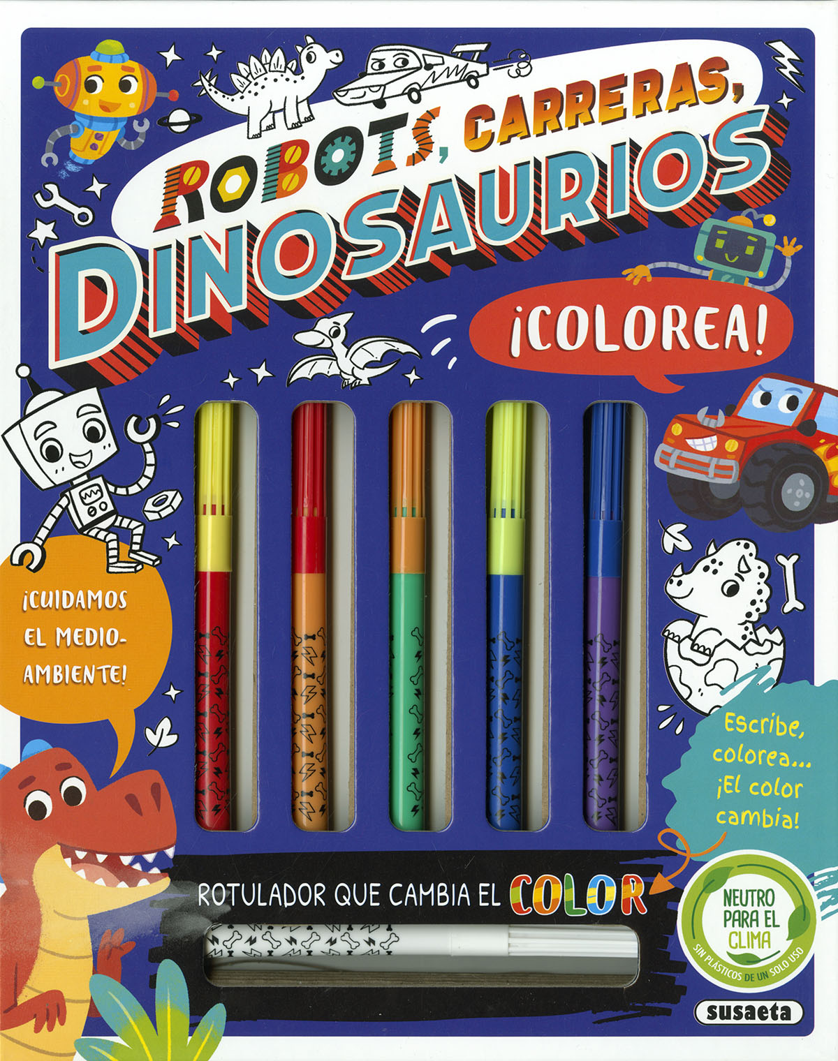 Robots, carreras, dinosaurios