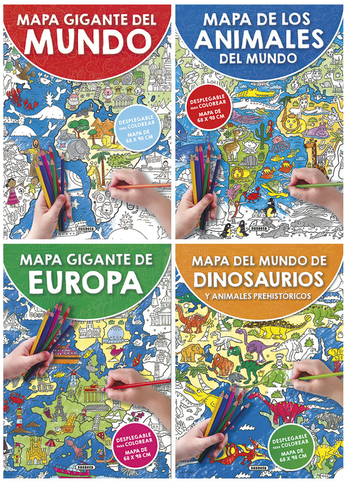 Mapa gigante para colorear (4 títulos)